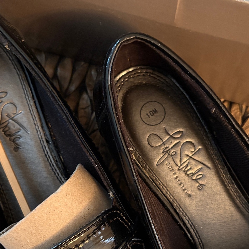 Life Stride Black Flats with Silver Buckle - Picture 2 of 3